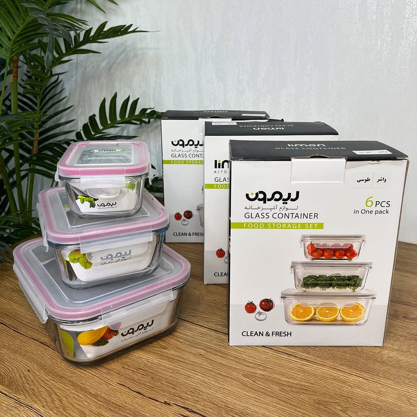 Limon Glass Container 3-Pcs Set (Rectangle)