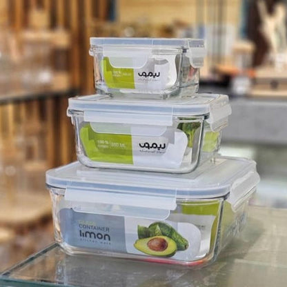 Limon Glass Container 3-Pcs Set (Square)!