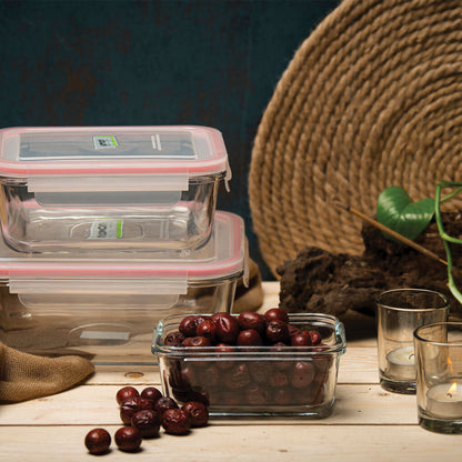 Limon Glass Container 3-Pcs Set (Rectangle)