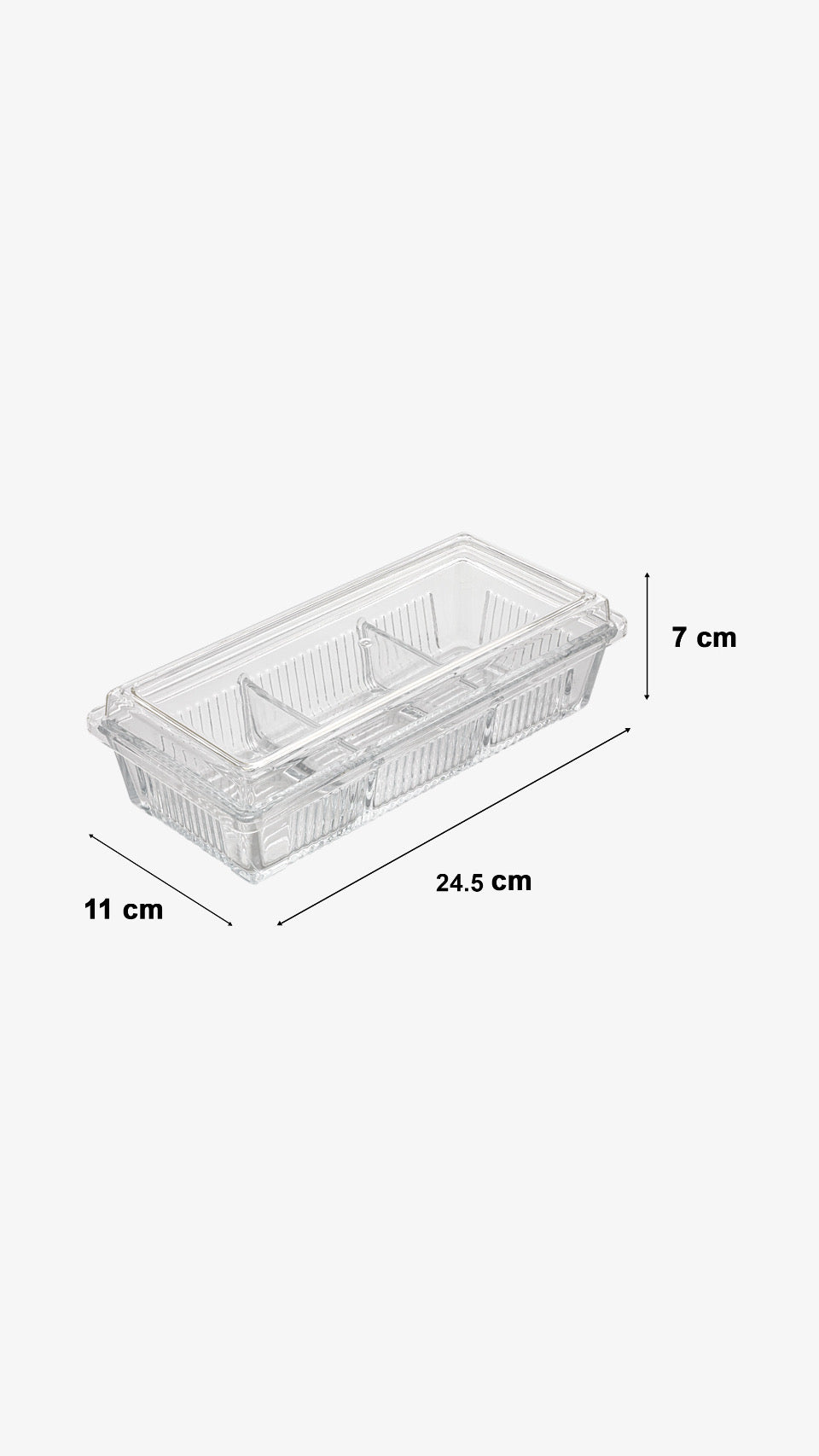 Divided snack tray with acrylic lid