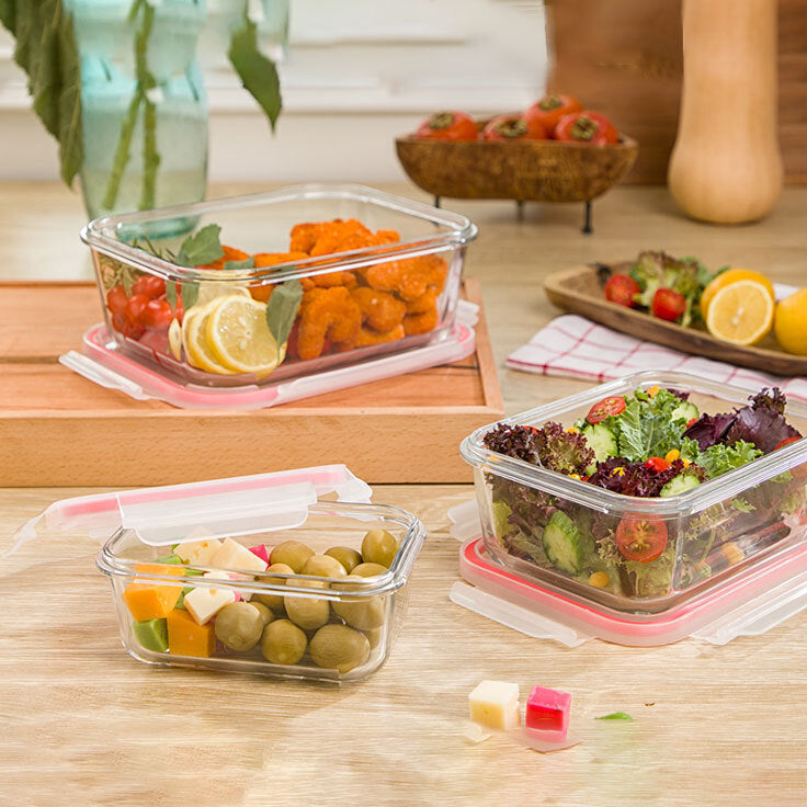 Limon Glass Container 3-Pcs Set (Rectangle)