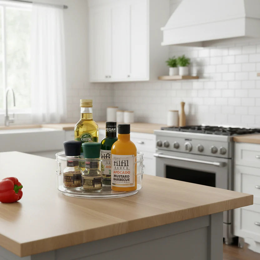 Multi-Use Acrylic Rotatable Tray with Handles by Limon