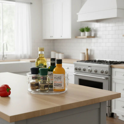 Multi-Use Acrylic Rotatable Tray with Handles by Limon