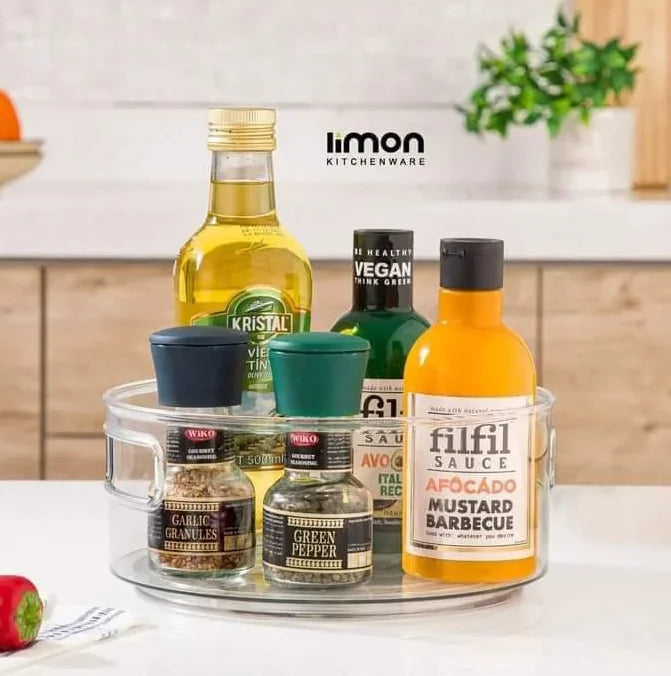 Multi-Use Acrylic Rotatable Tray with Handles by Limon