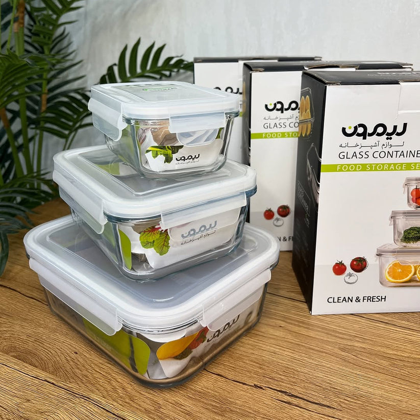 Limon Glass Container 3-Pcs Set (Rectangle)