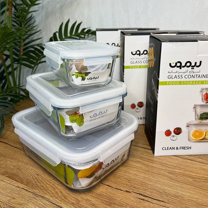 Limon Glass Container 3-Pcs Set (Rectangle)