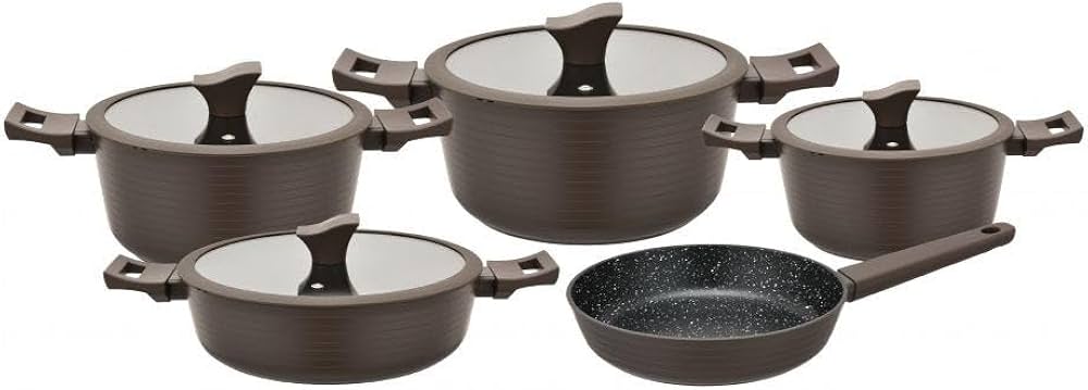 Essence 9-Piece Midnight Cross Cookware Set 3.2/3.7Mm 60X37X18Cm Brown